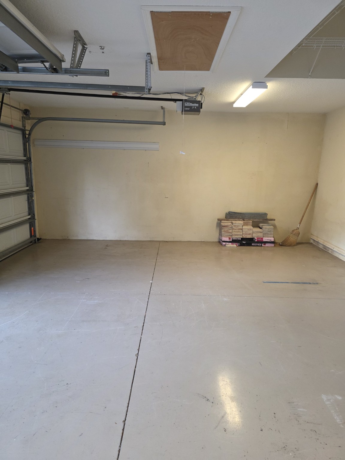 A cleared garage after a Debris Spree cleanout